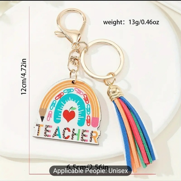 Teacher Appreciation gift christmas holidays BNWT tag Keychain rainbow jewelry - Picture 4 of 4
